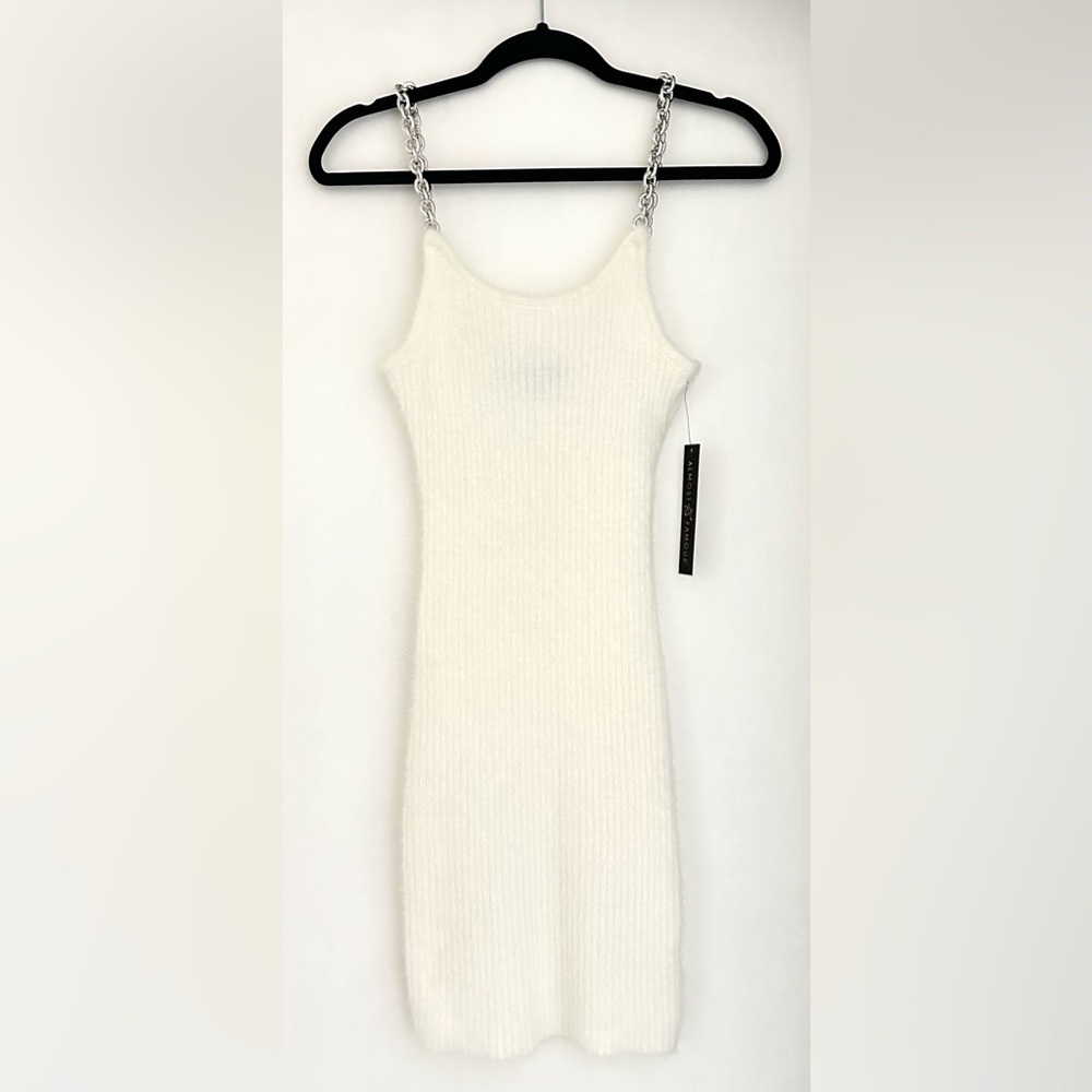 NWT Almost Famous Off White Ribbed Knit Mini Dress